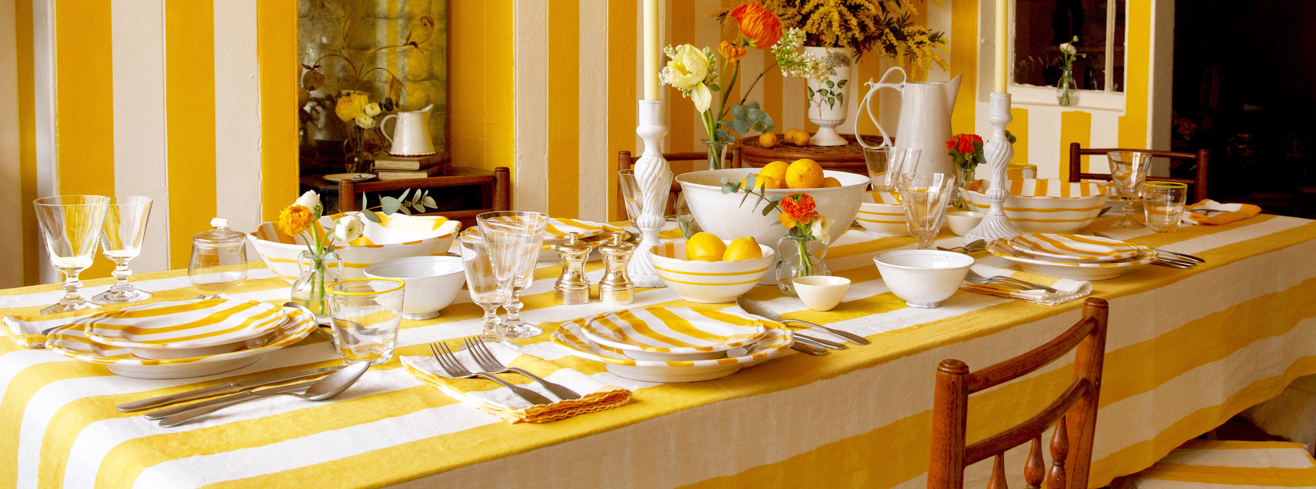 Yellow 'Stripe' Tablescape