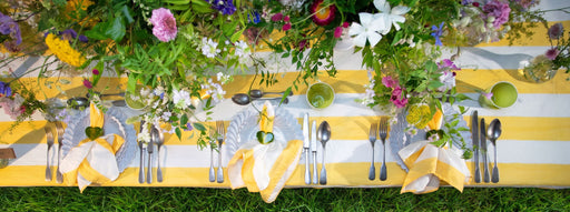 Secret Garden Tablescape with Yellow Stripe