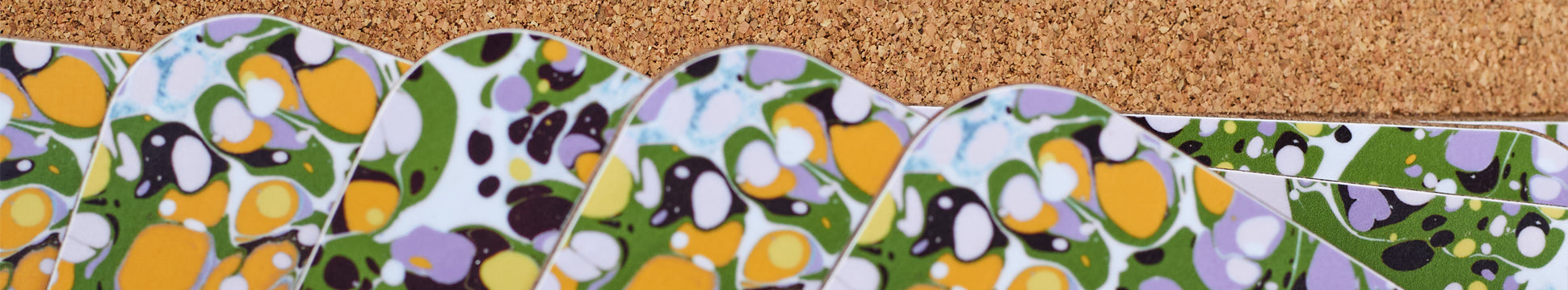 multicoloured marble cork placemats