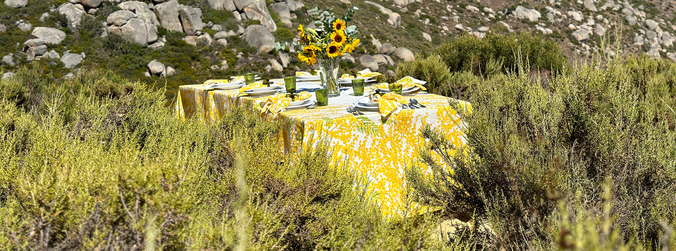 Mimosa In The Wild Tablescape