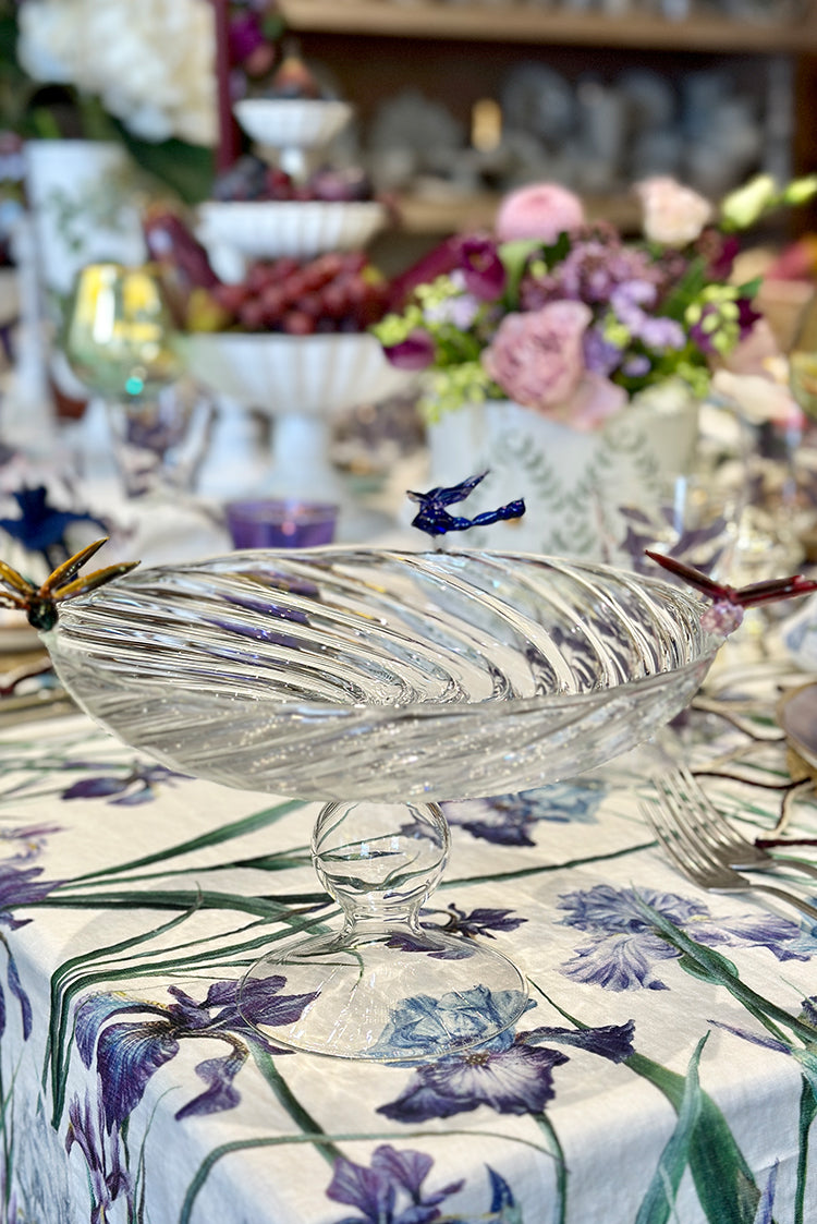 S&B Exclusive Handblown Glass Dragonflies Fruit Platter