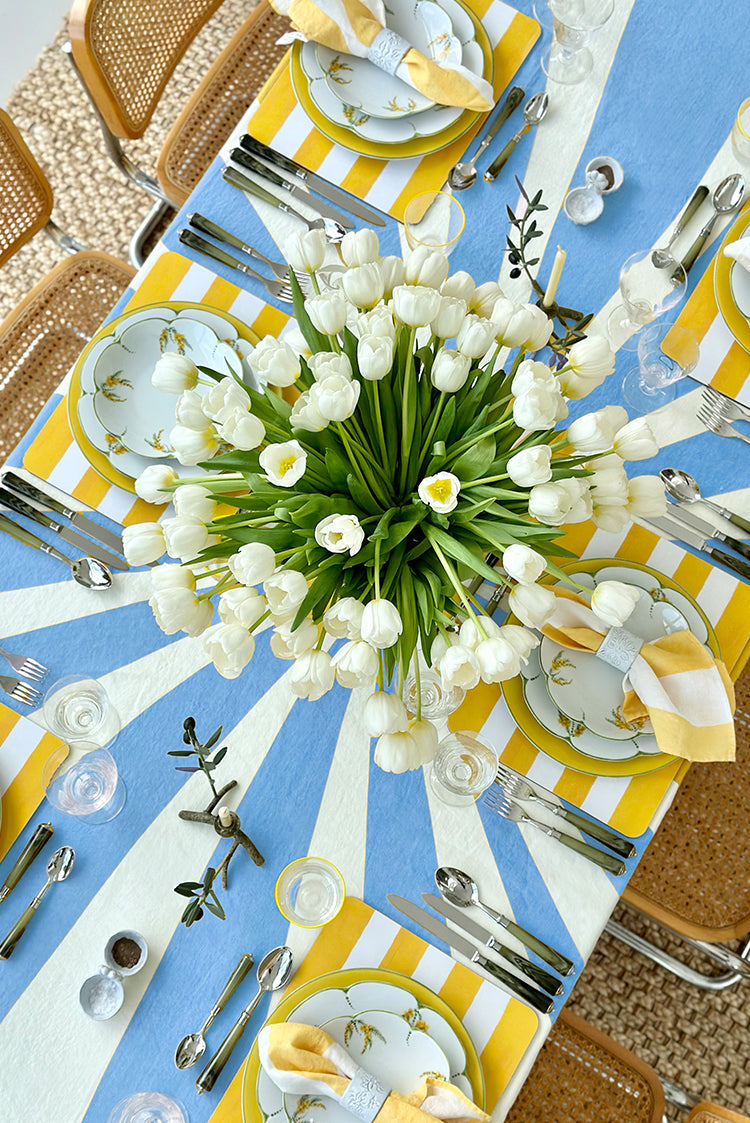 'Le Cirque' Linen Tablecloth in Blue