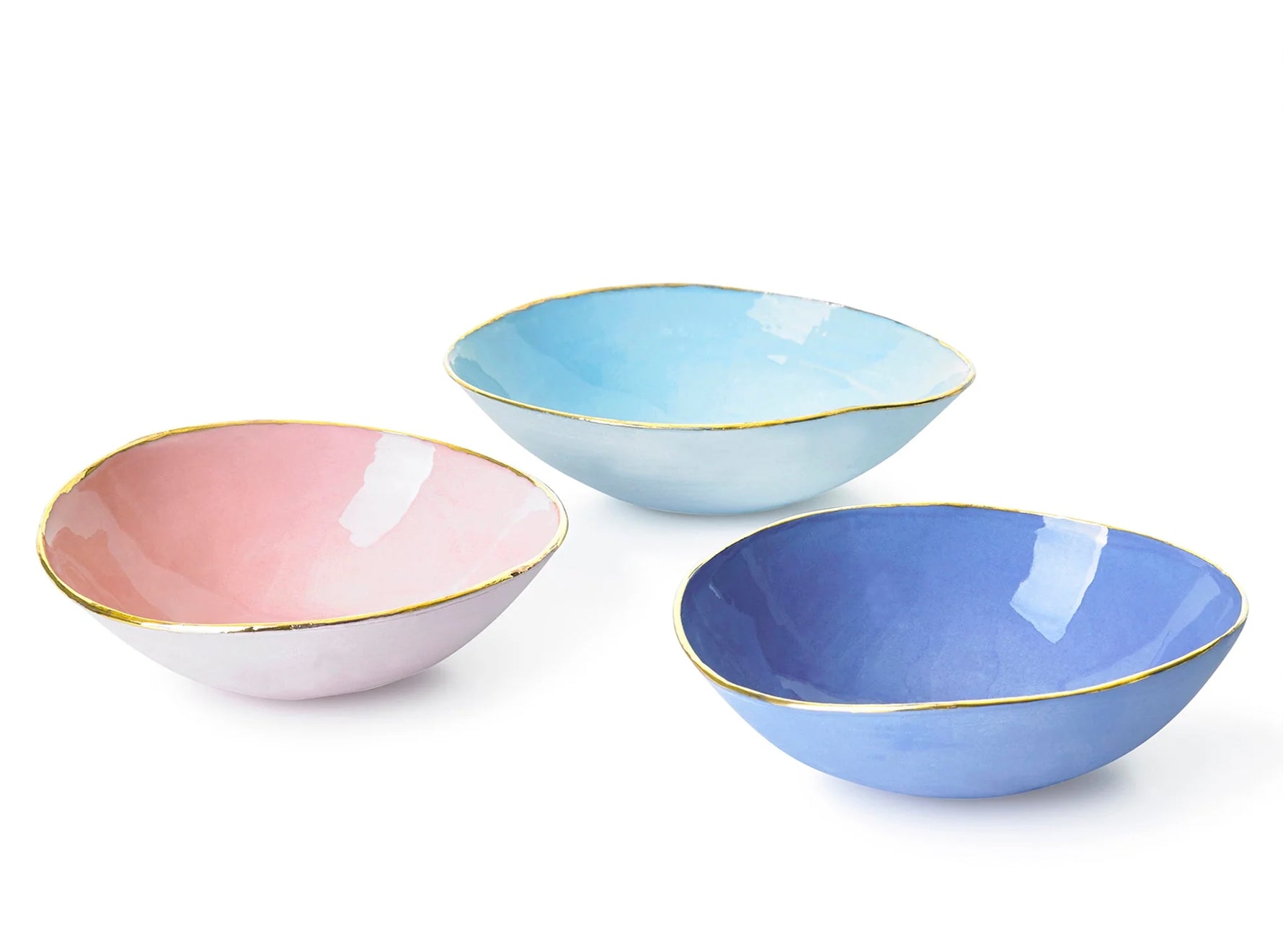 Small Pink Ceramic Bowl with Gold Rim, 6cm