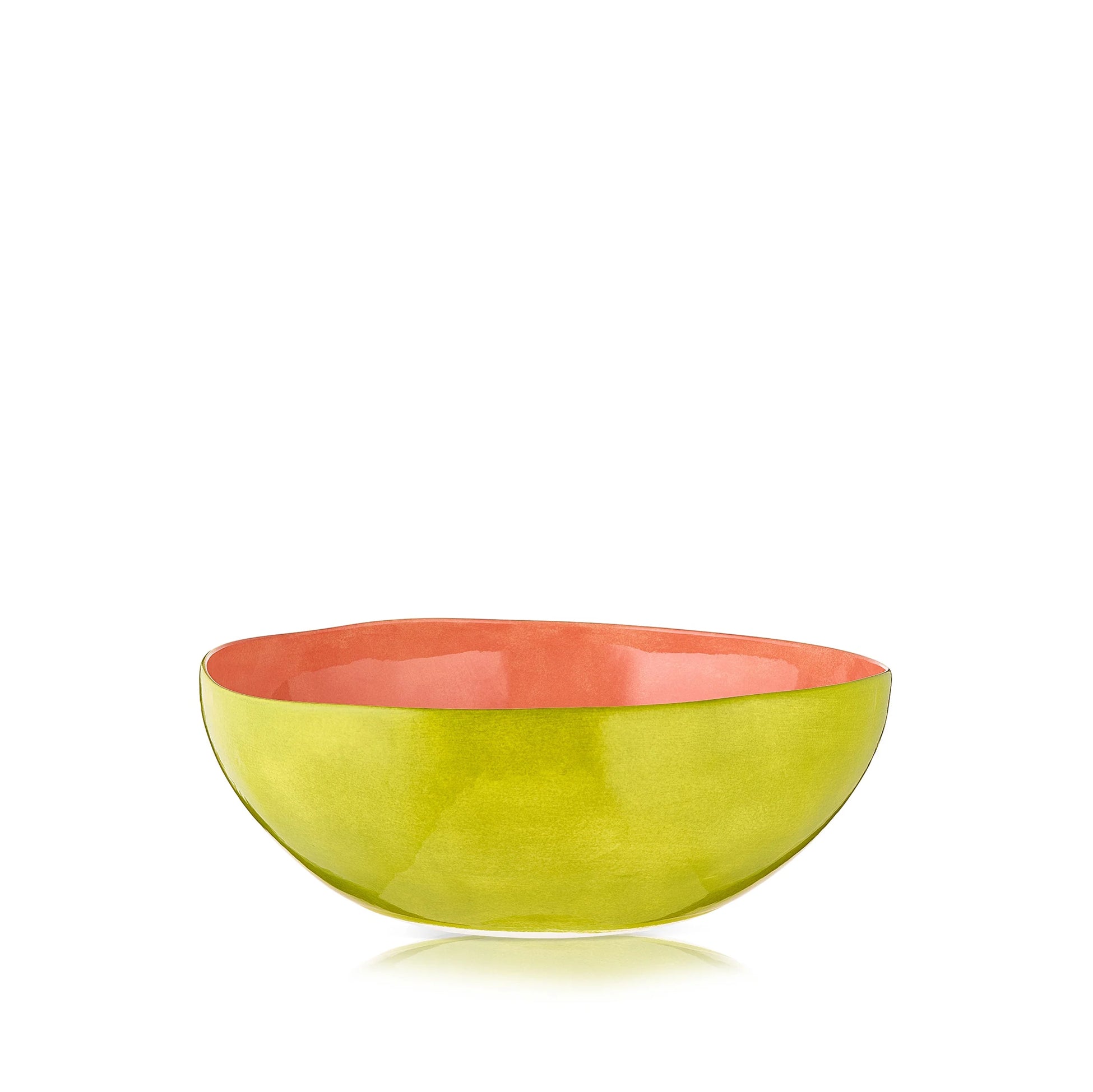 Summerill & Bishop Handmade 30cm Porcelain Medium Salad Bowl in Two Tone Pink and Green