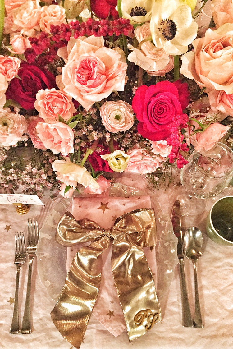 Falling Stars Linen Napkin in Light Pink, 50x50cm