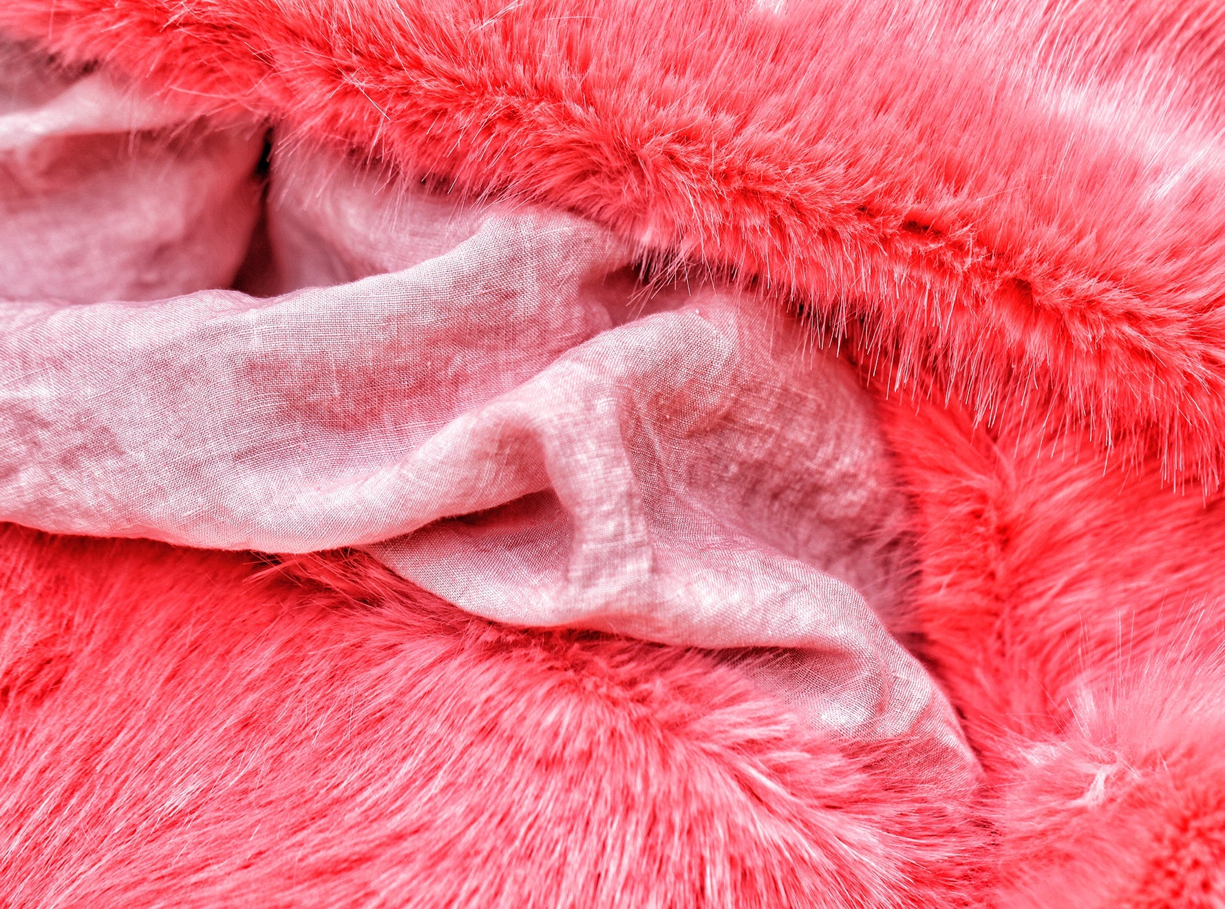 Summerill & Bishop x Shrimps Hand Painted Linen and Faux Fur Tablecloth in Powder Pink