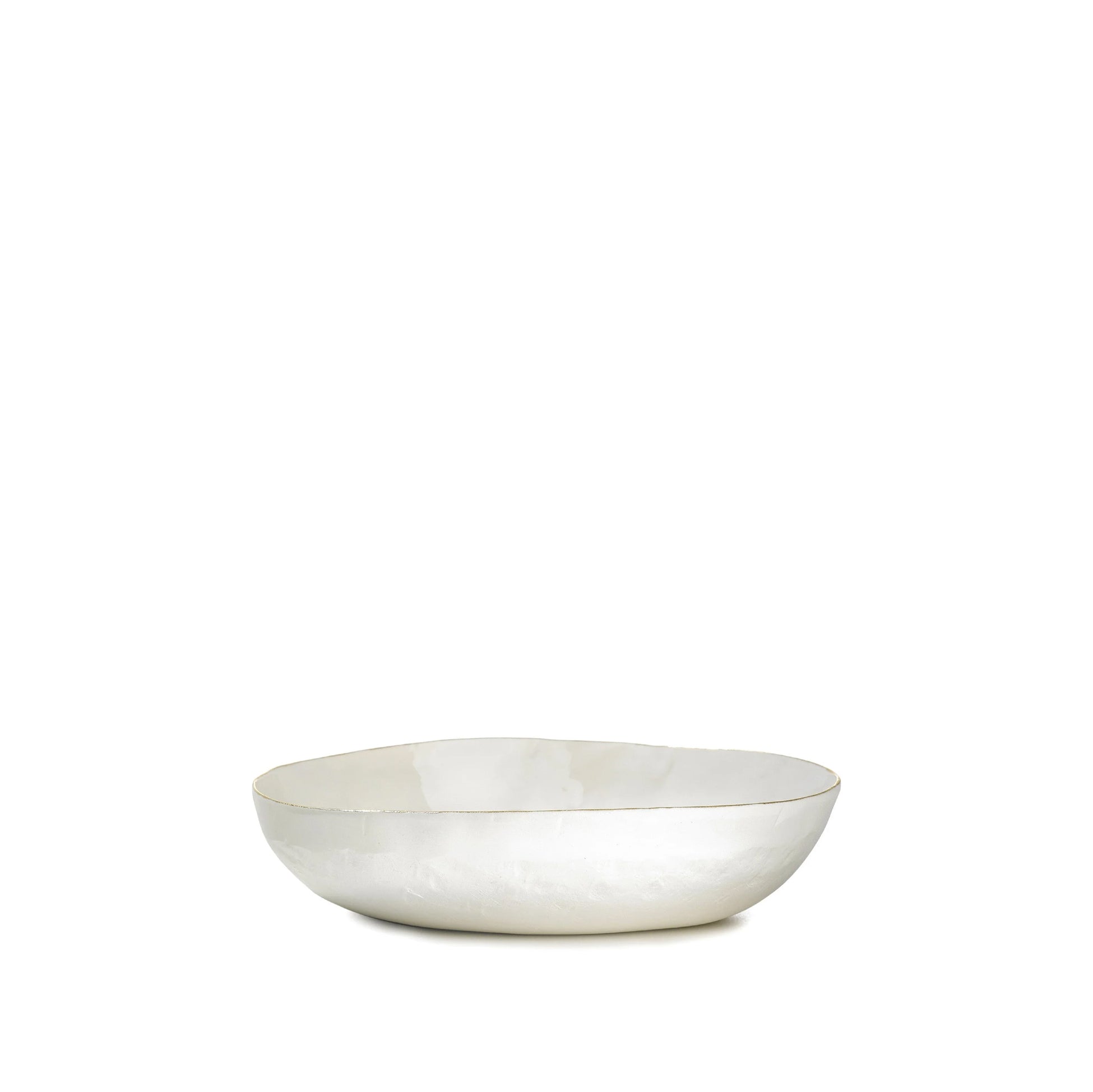 Handmade Ceramic Serving Bowl with Gold Rim, 23cm