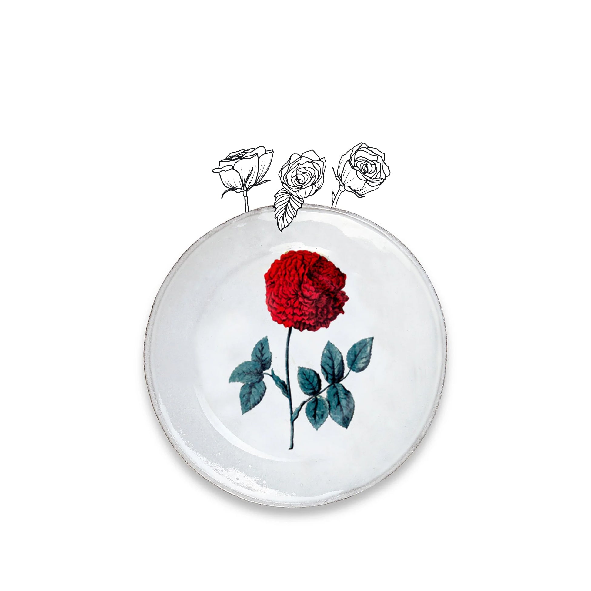 Dutch Hundred Leaved Rose Soup Plate by Astier de Villatte, 22cm