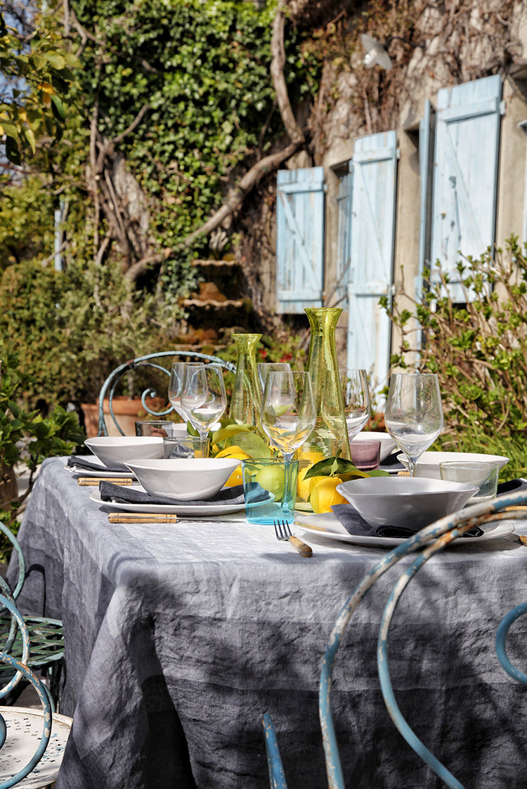 'Shades Of Light' Striped Linen Tablecloth