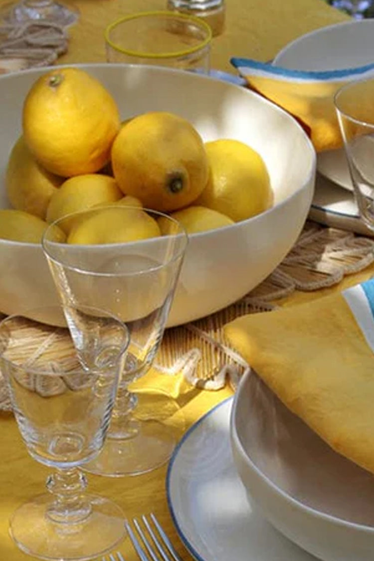 Summerill & Bishop x Lisou Heart Linen Napkin in Light Blue and Yellow, 50x50cm