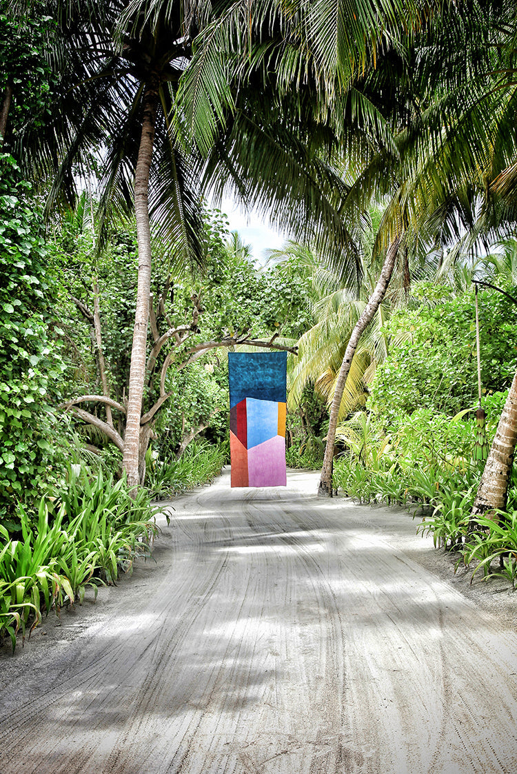 "Cubes" Block Colour Linen Tablecloth in Multicolours
