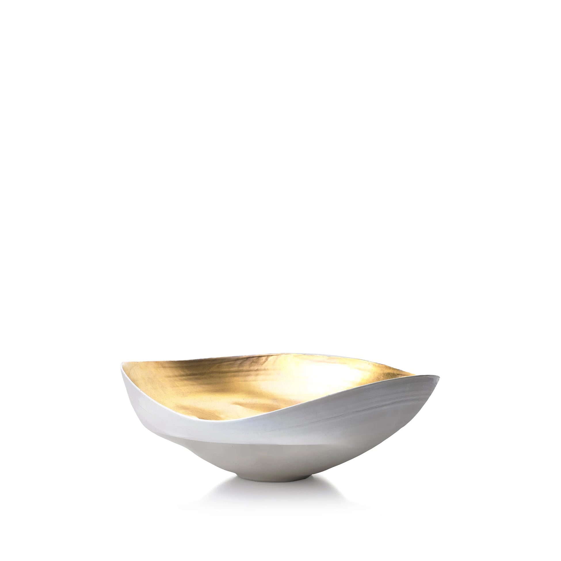 Porcelain Shell Bowl in Gold, 30cm
