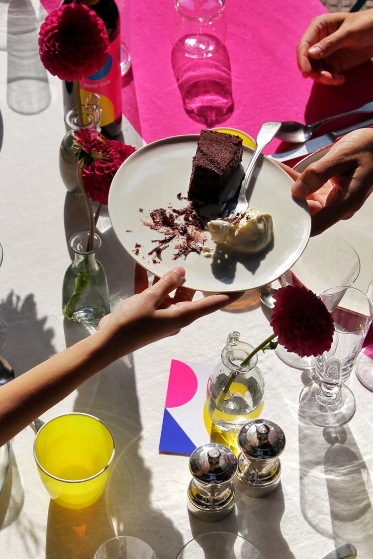 Summerill & Bishop Handmade 31cm Porcelain Dinner Plate with Green Rim