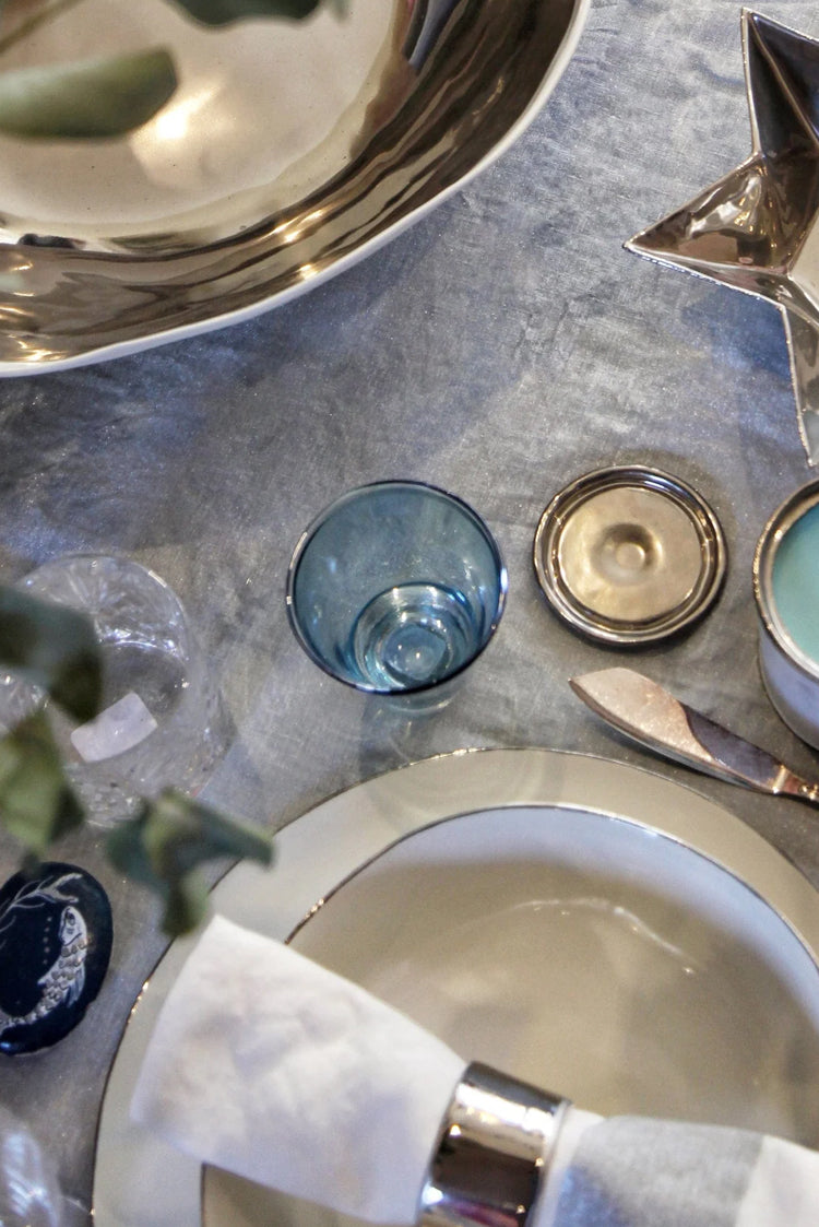 'Full Field' Linen Tablecloth in Silver