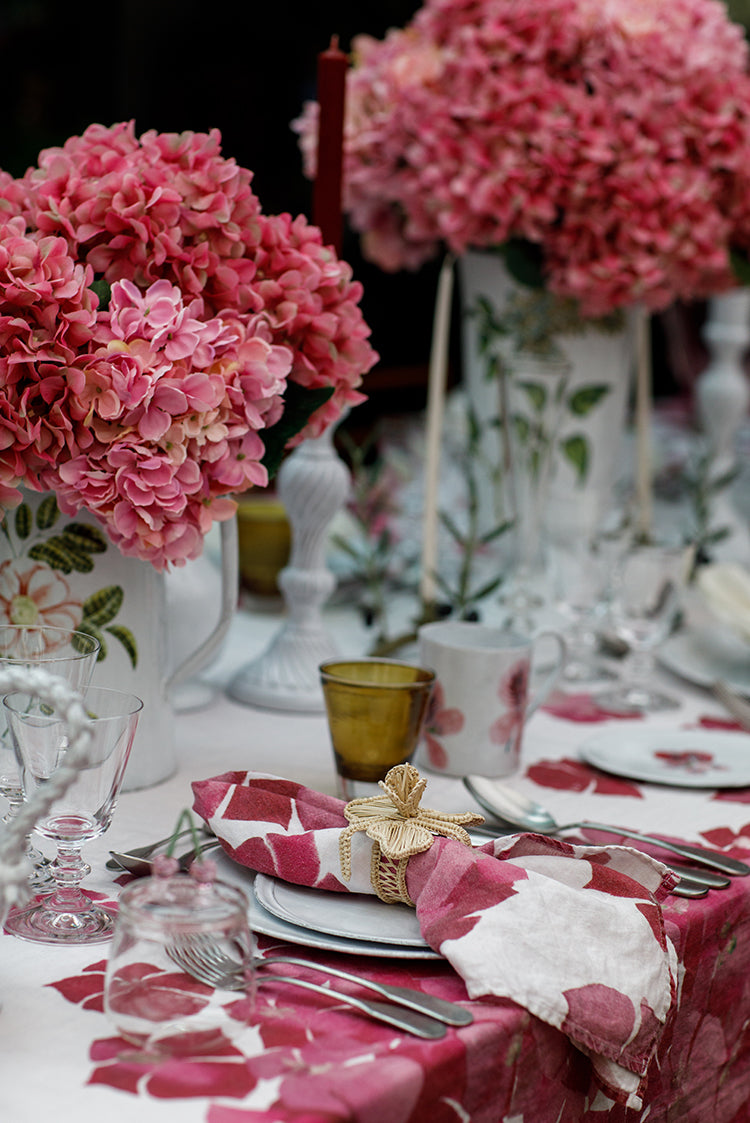 'Hydrangea' Linen Napkin in Pink, 50x50cm