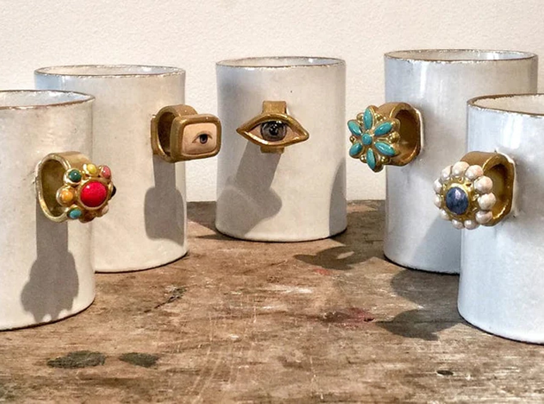 Red Multicolour Ring Mug by Astier de Villatte, 10.5cm