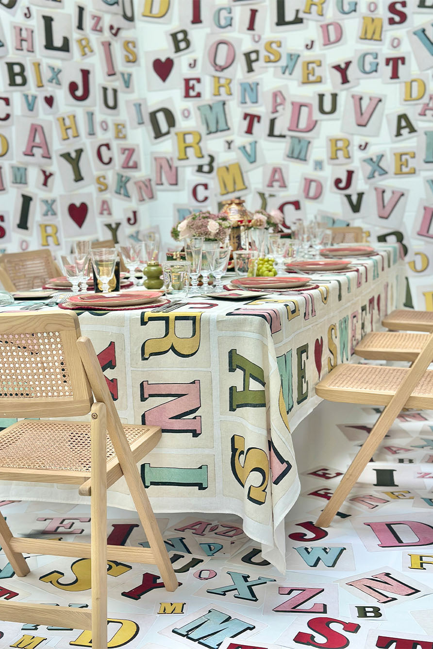 Summerill & Bishop x John Derian 'Alphabet' Linen Napkin, 50x50cm
