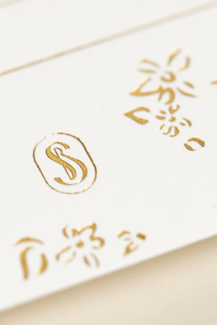 'Falling Flower' in Gold Foil Table Menu, Set of 12