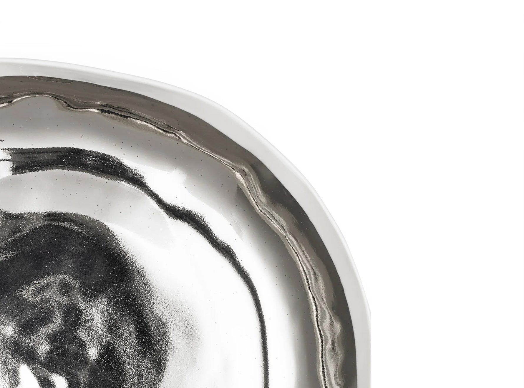 Handmade Salad Bowl with Silver Glaze, 35cm