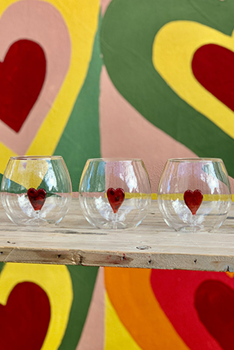 Handblown Murano Floating Heart Glass