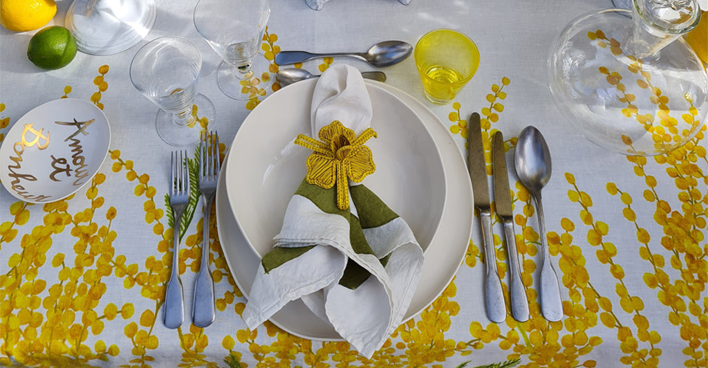Handwoven Orchid Napkin Ring in Yellow