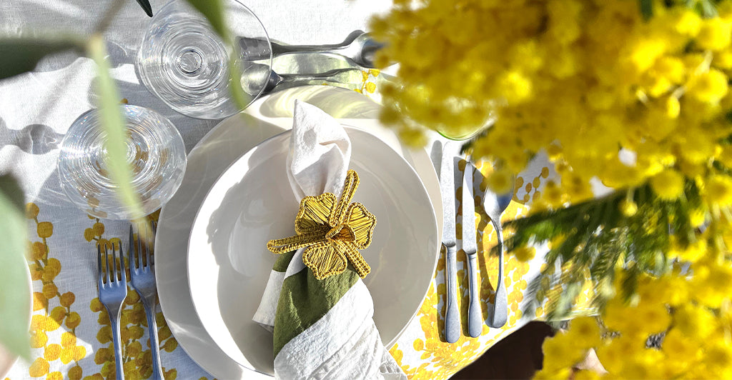 Handwoven Orchid Napkin Ring in Yellow