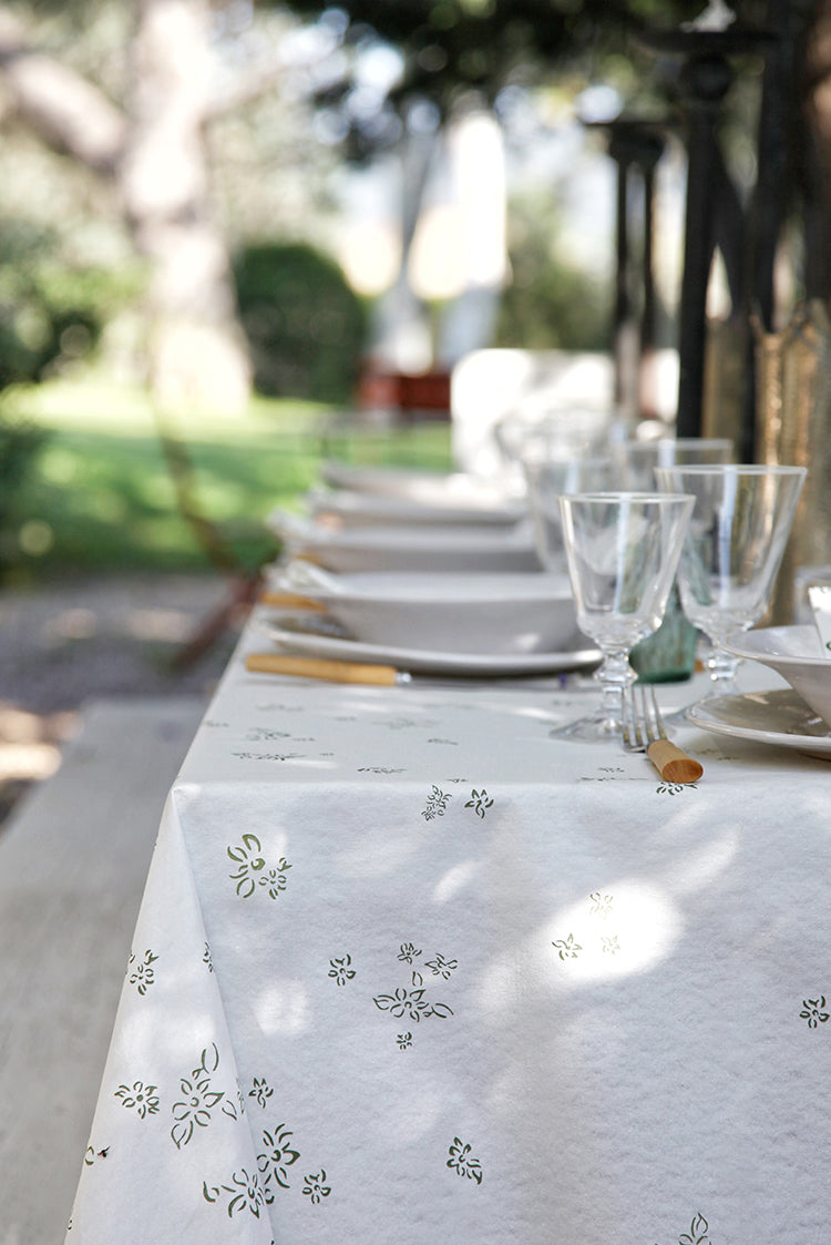 Summerill & Bishop Falling Flower Paper Tablecloth in Avocado Green