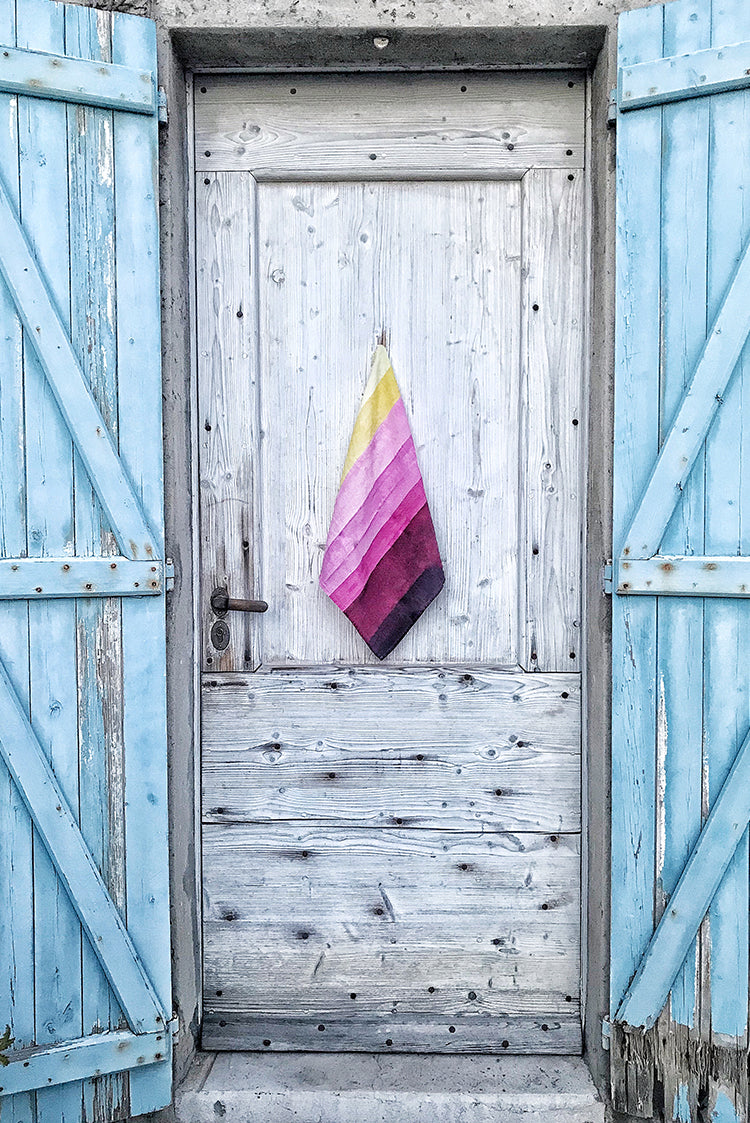 'Shades of Pink' Linen Napkin in Pink & Yellow, 50x50cm