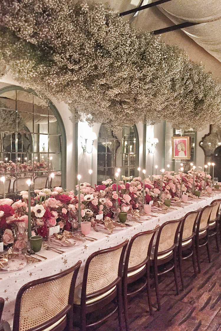 Falling Stars Linen Napkin in Light Pink, 50x50cm