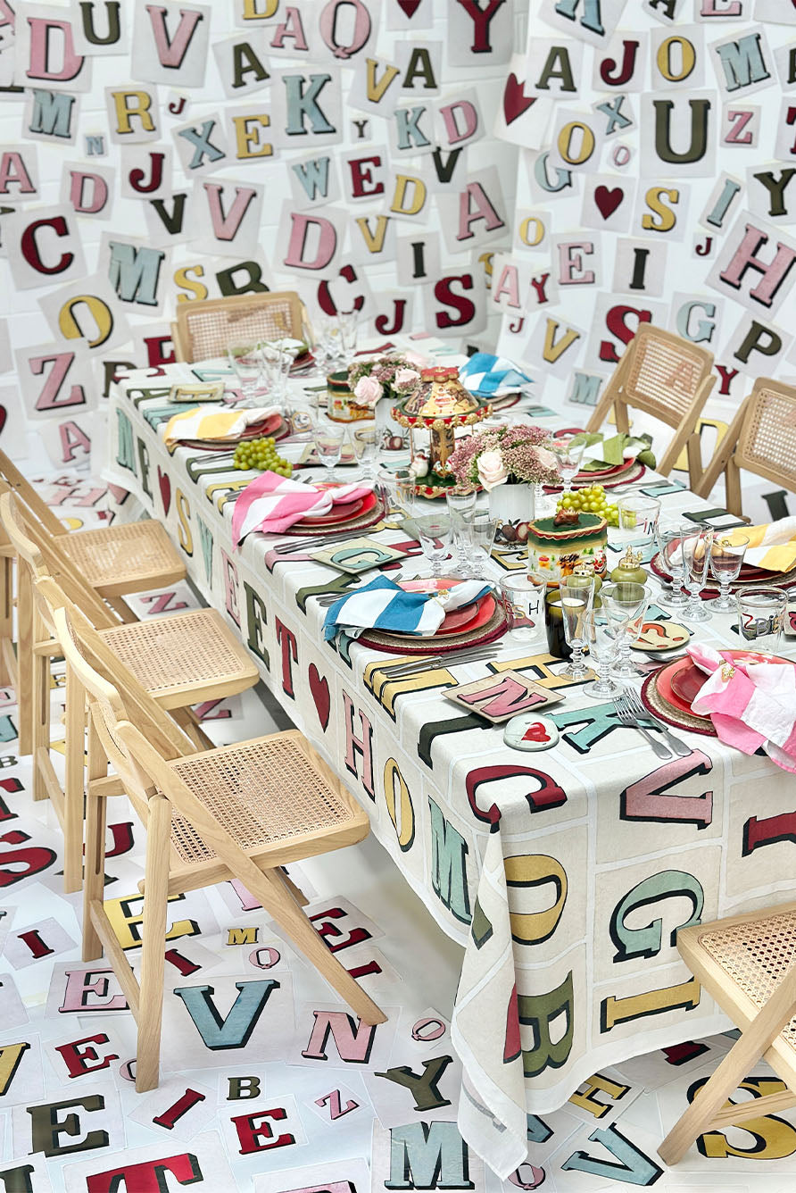 Summerill & Bishop x John Derian 'Alphabet' Linen Napkin, 50x50cm