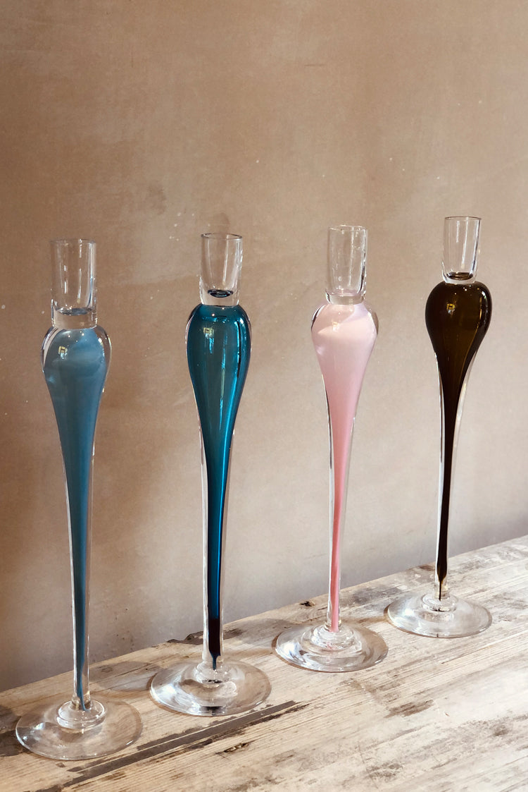 Handblown Glass Bumba Candlestick in Powder Blue, 35cm