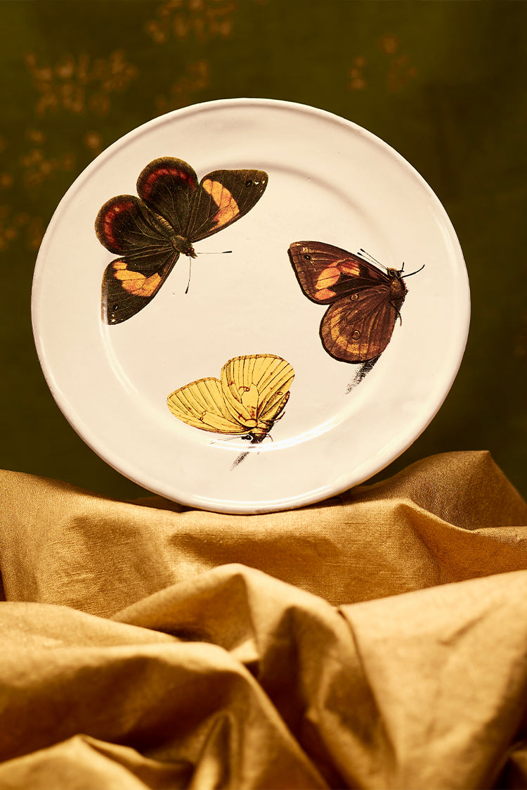Three Butterflies Plate by Astier de Villatte, 19cm
