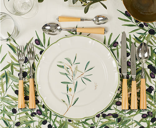 Olive Branch Scalloped Dinner Plate With Brown Dragonfly, 26cm