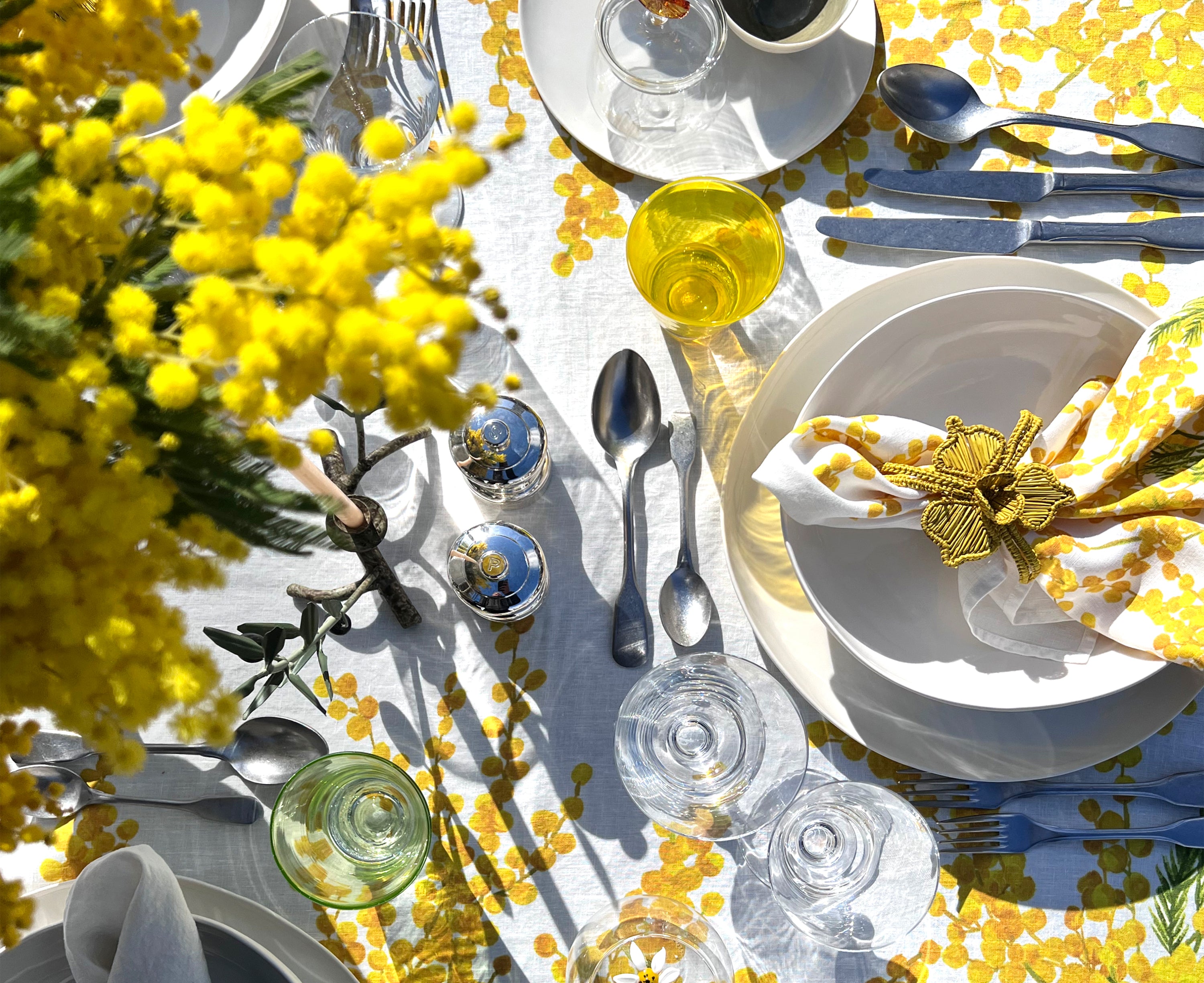 Handwoven Orchid Napkin Ring in Yellow