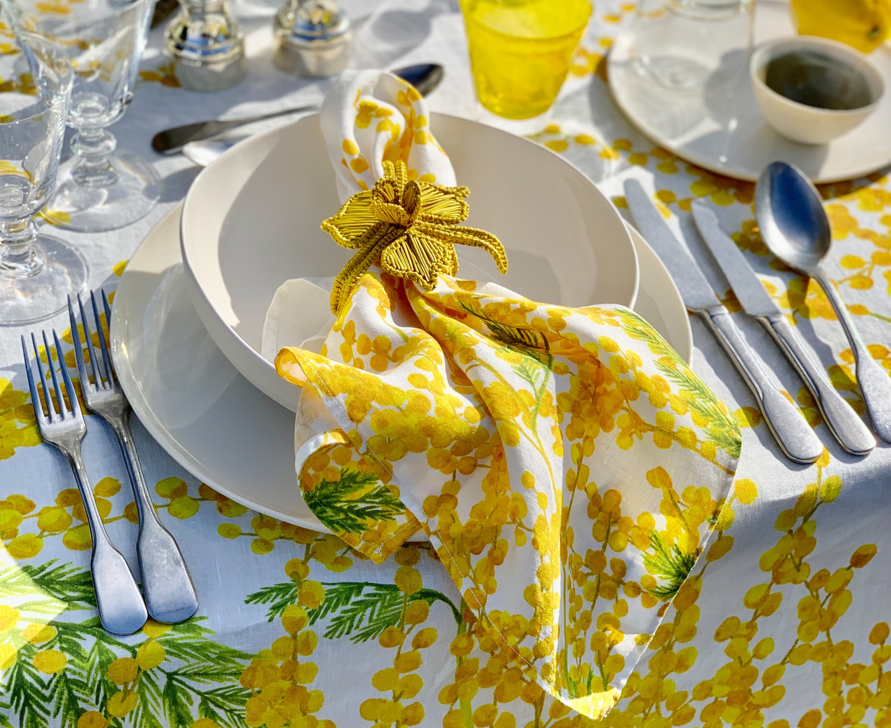 Handwoven Orchid Napkin Ring in Yellow