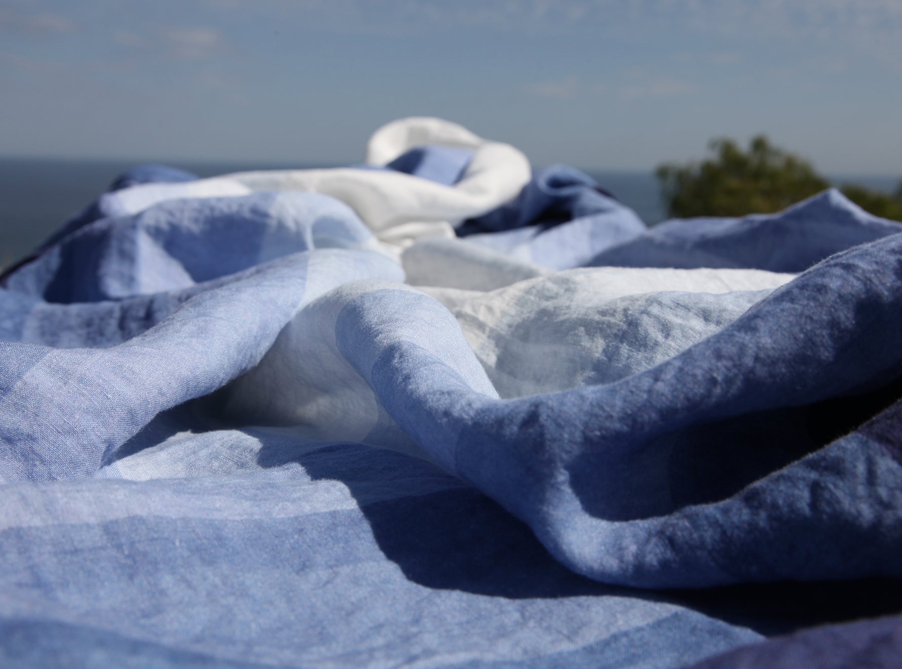 'Shades of Blue' Linen Napkin in Blue, 50x50cm