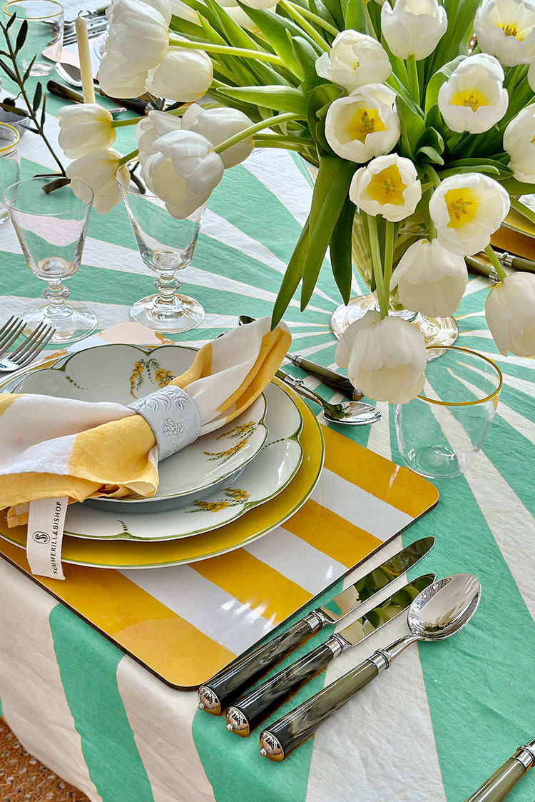 Le Cirque Linen Tablecloth in Mint Green