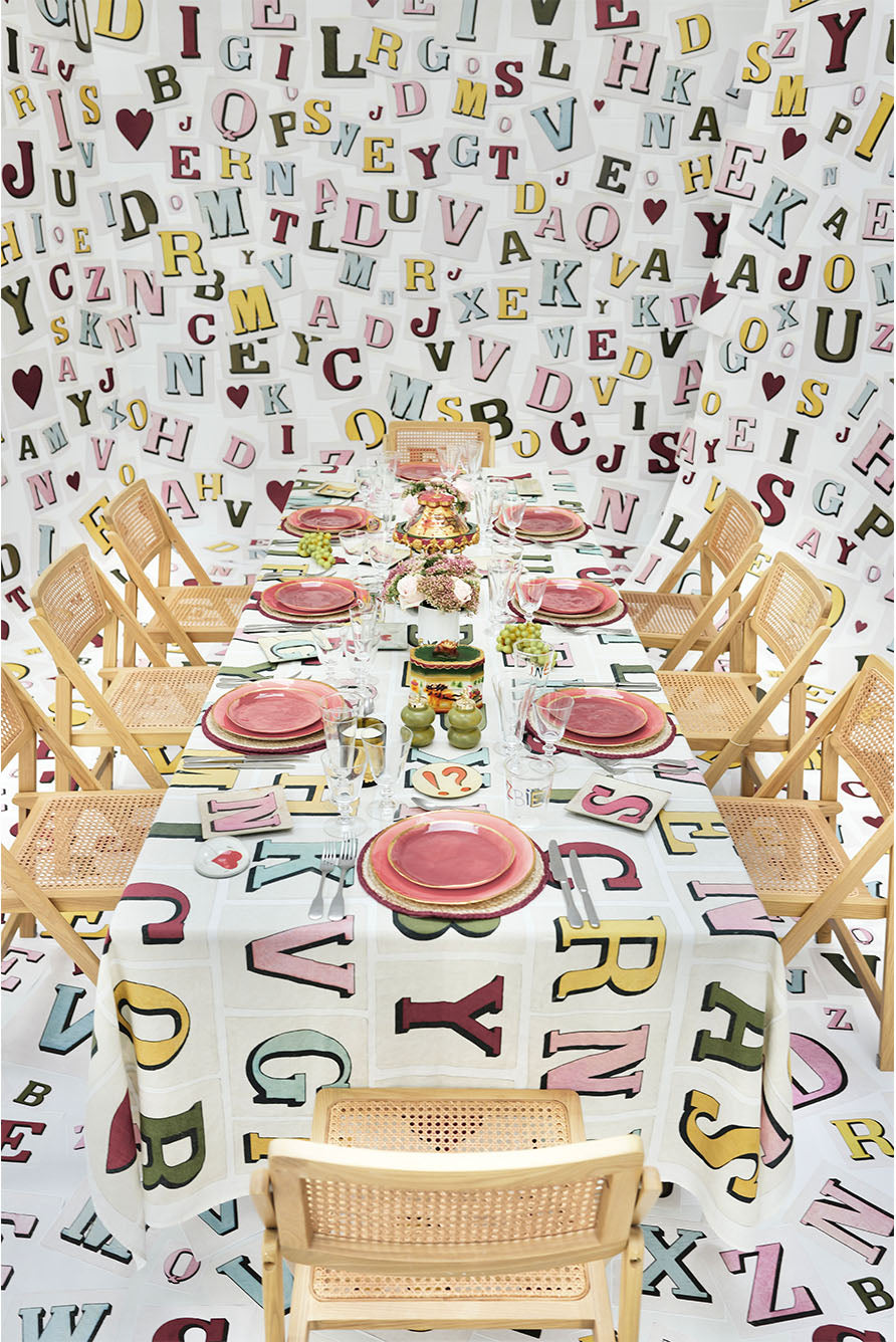 Summerill & Bishop x John Derian 'Alphabet' Linen Napkin, 50x50cm