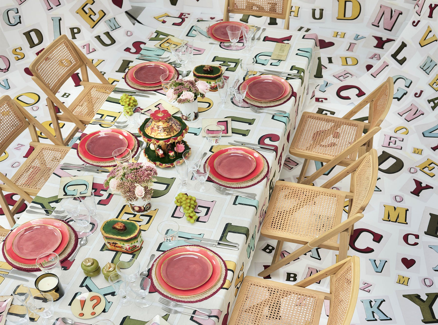 Summerill & Bishop x John Derian 'Alphabet' Linen Napkin, 50x50cm