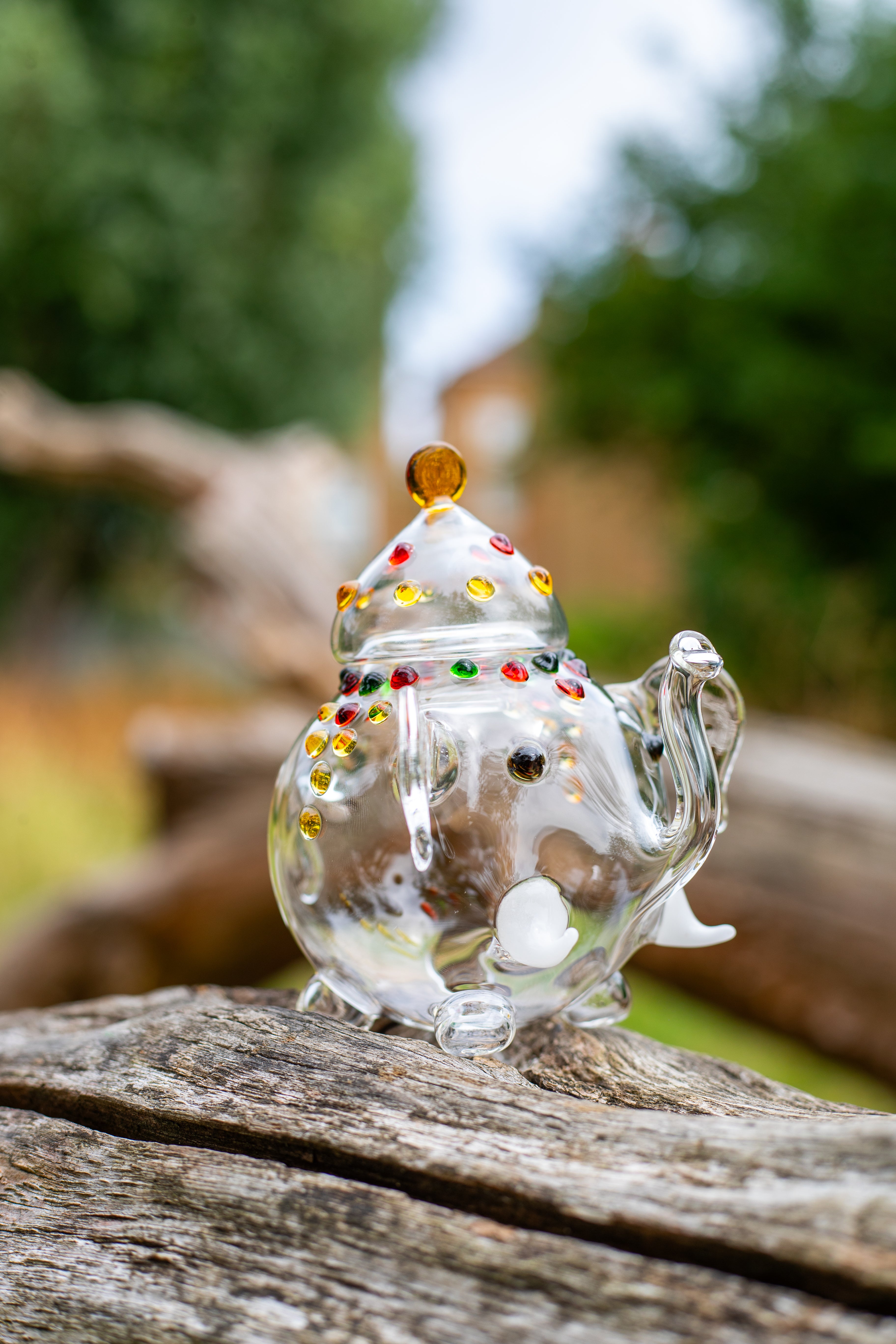 Handblown Glass Elephant Sugarpot
