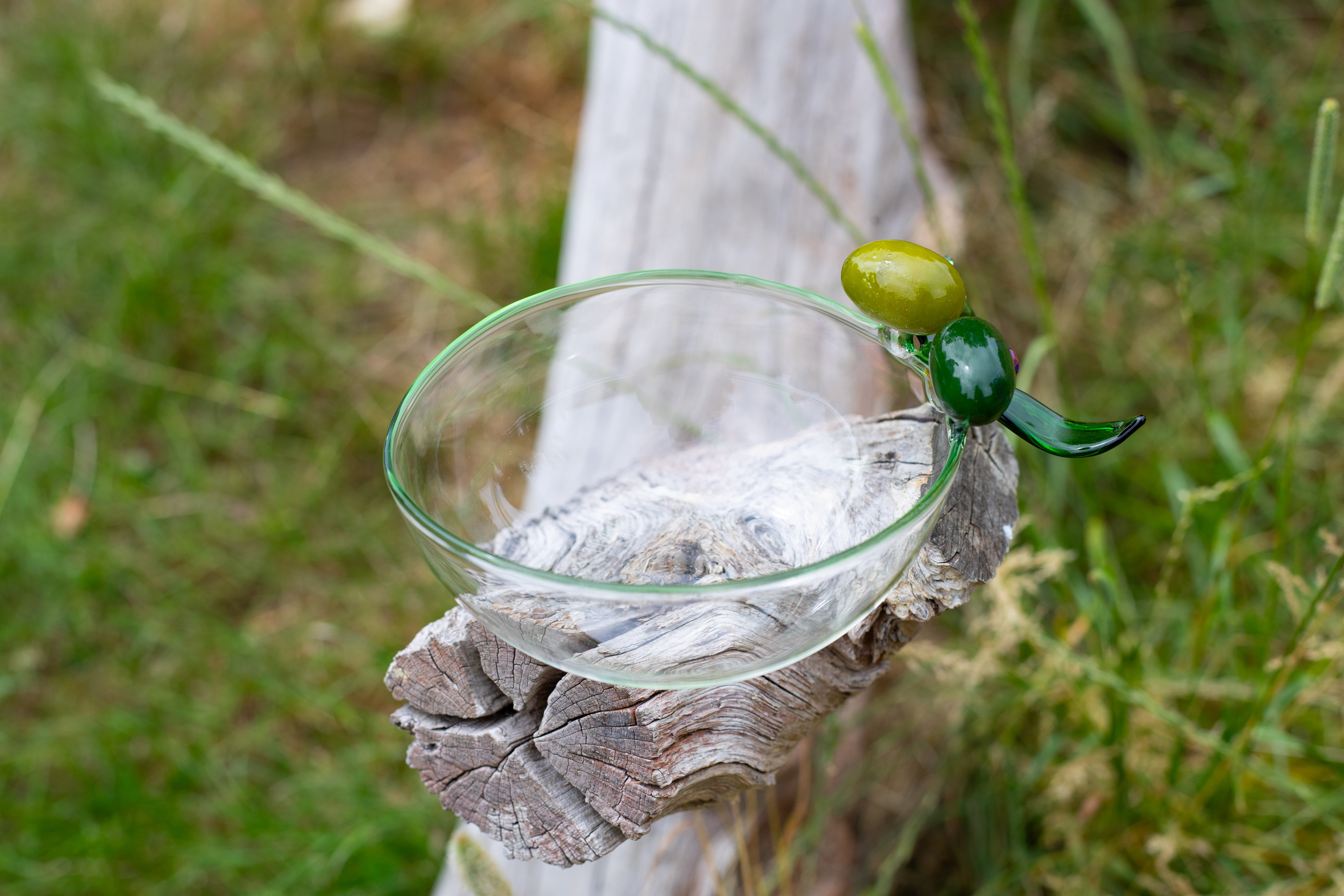 Handblown Glass Olive Bowl, 18cm
