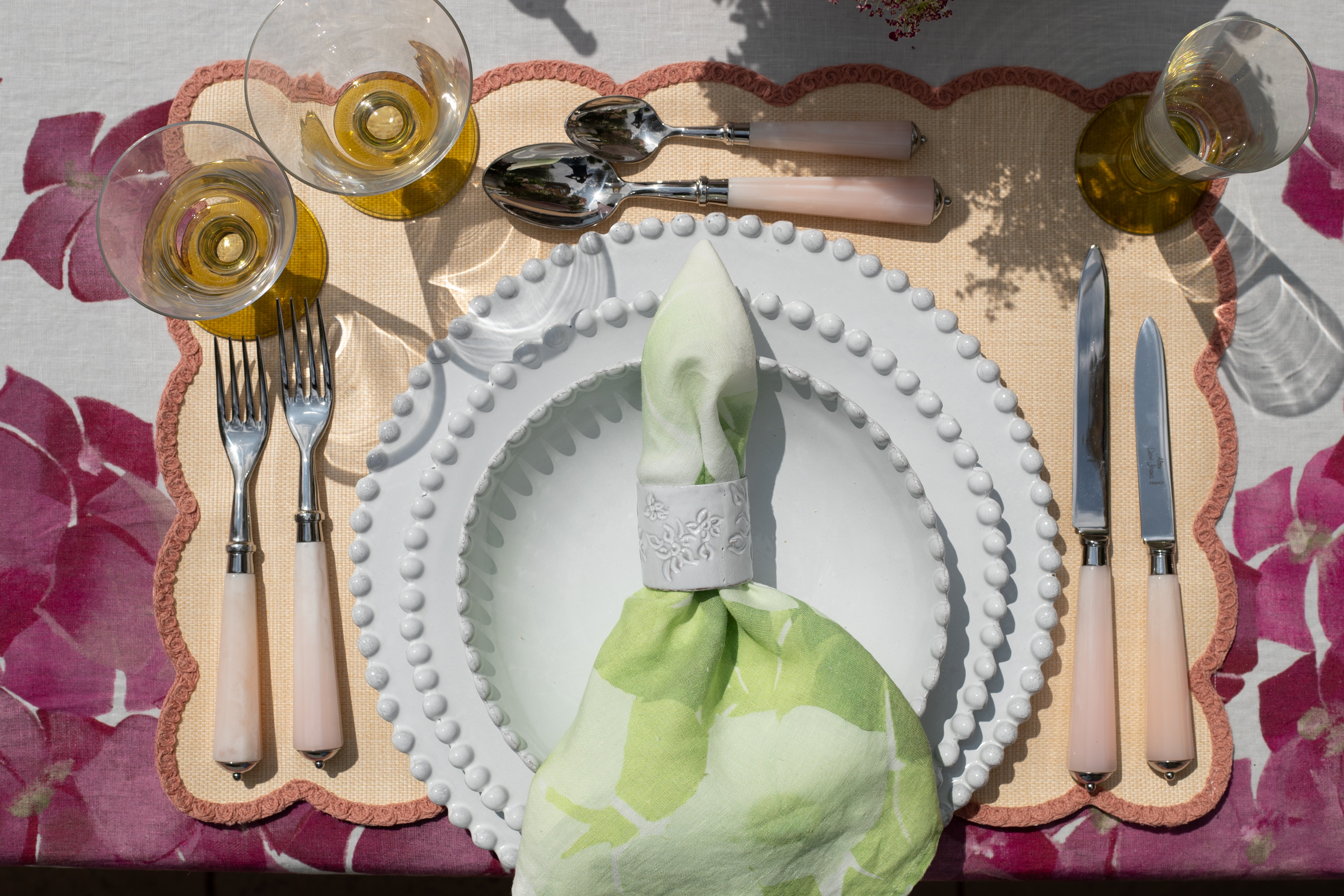 Ravel Faux Rose Quartz & Stainless Steel 7 Piece Cutlery Set