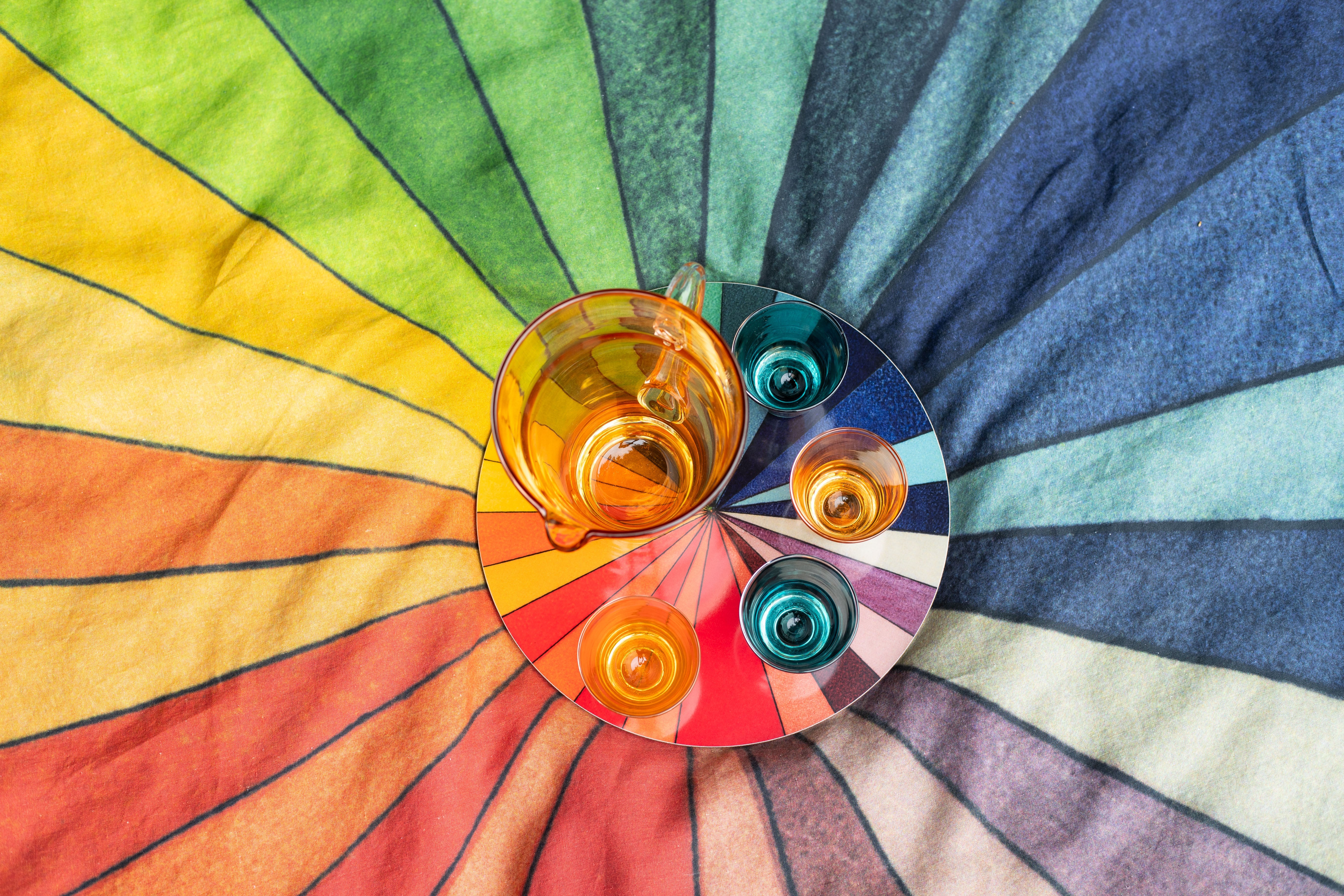 S&B x John Derian 'Colour Wheel' Round Occasional Linen Tablecloth, 165cm