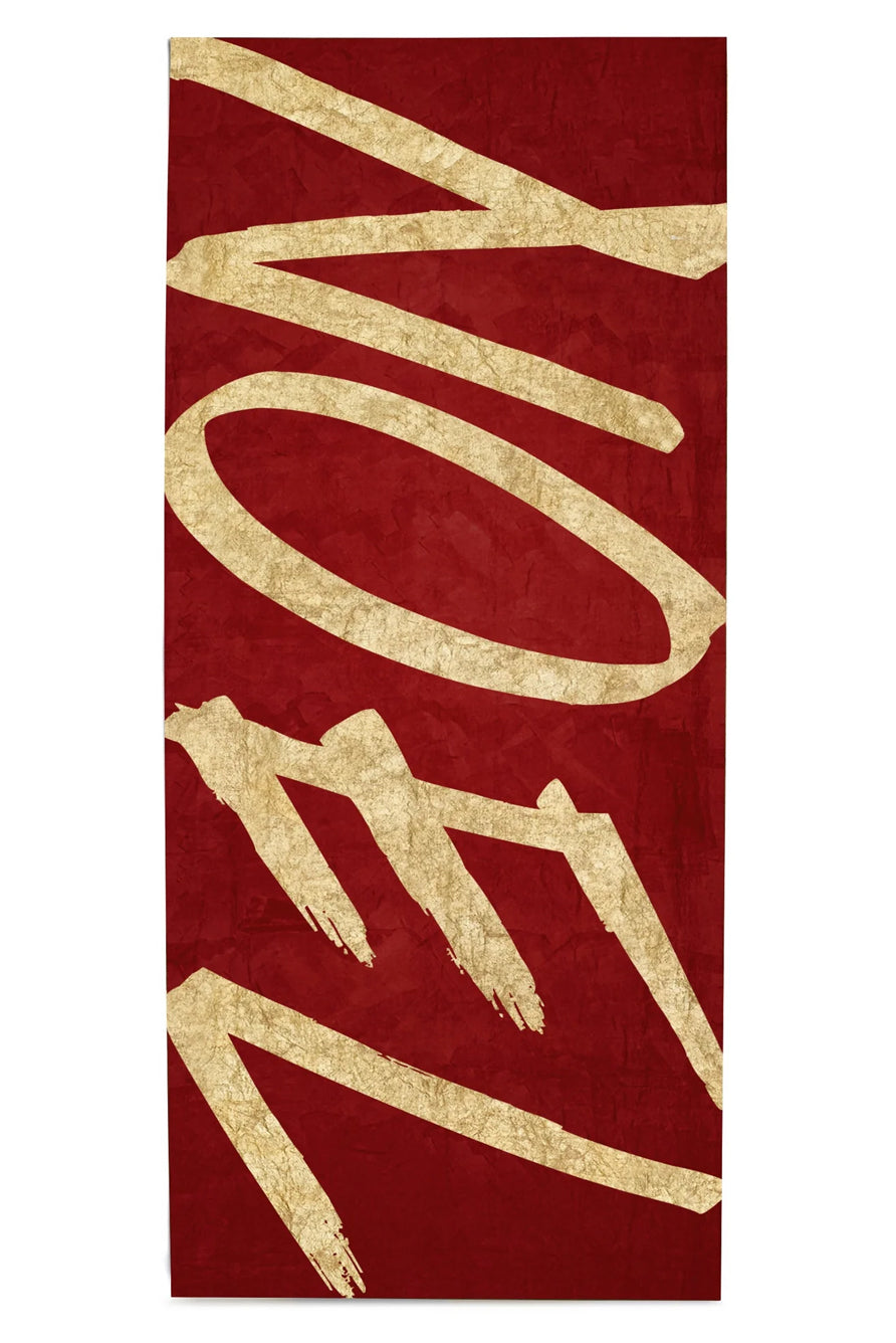 'Noel' Linen Tablecloth in Gold and Claret Red