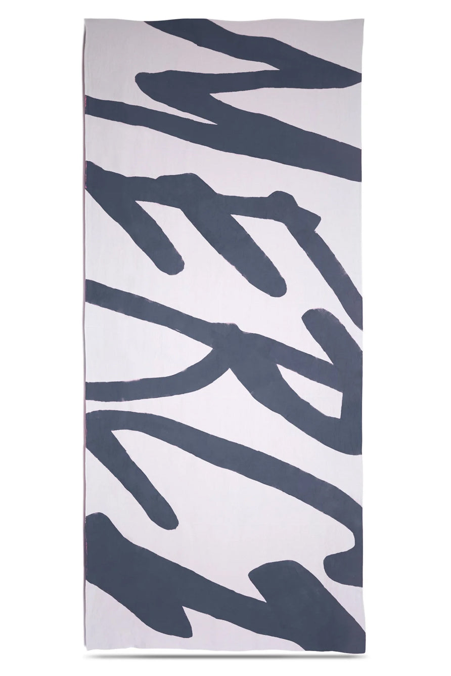 'Merci' Word Linen Tablecloth in Smoke Grey