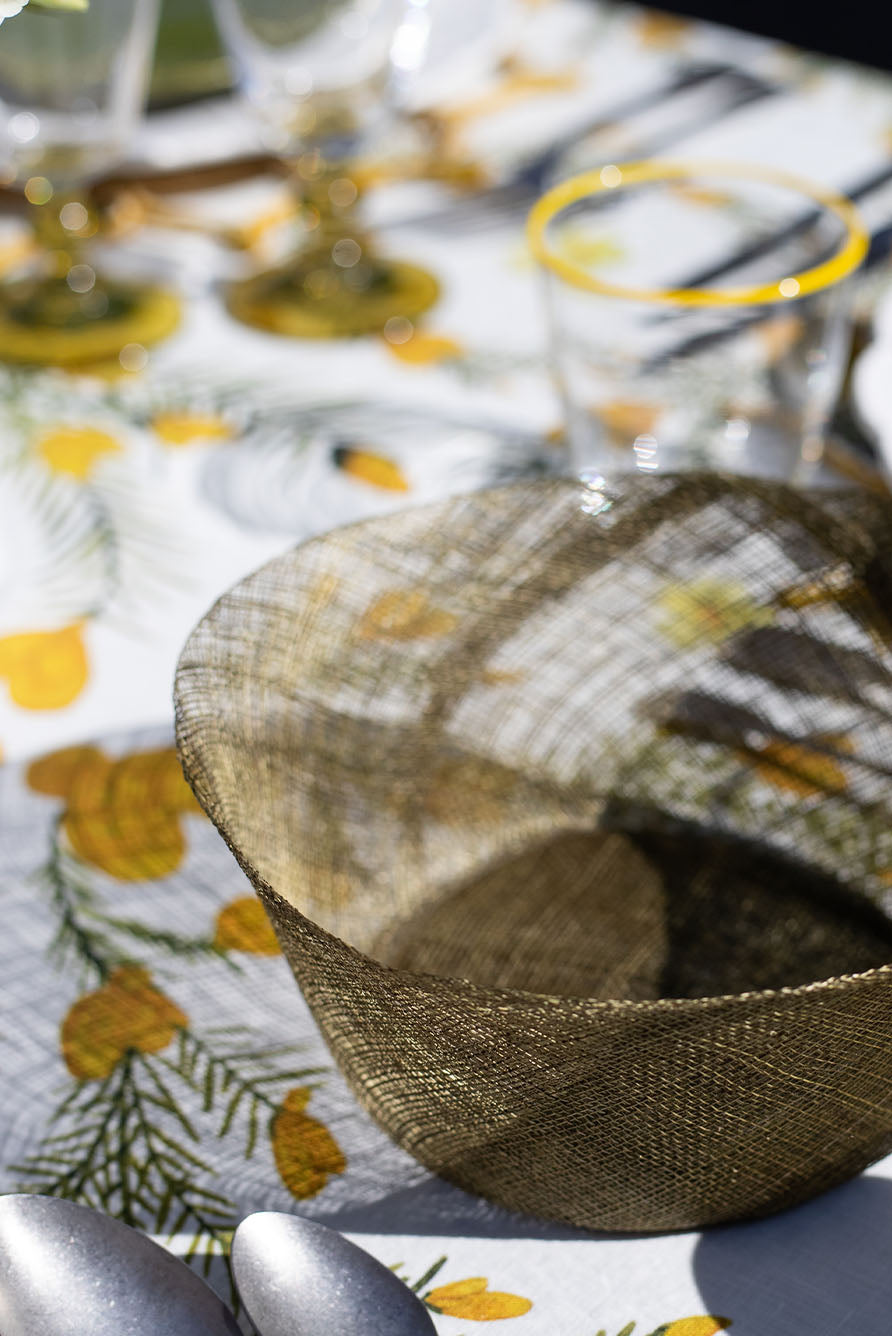 Abaca Round Bread Basket in Sage