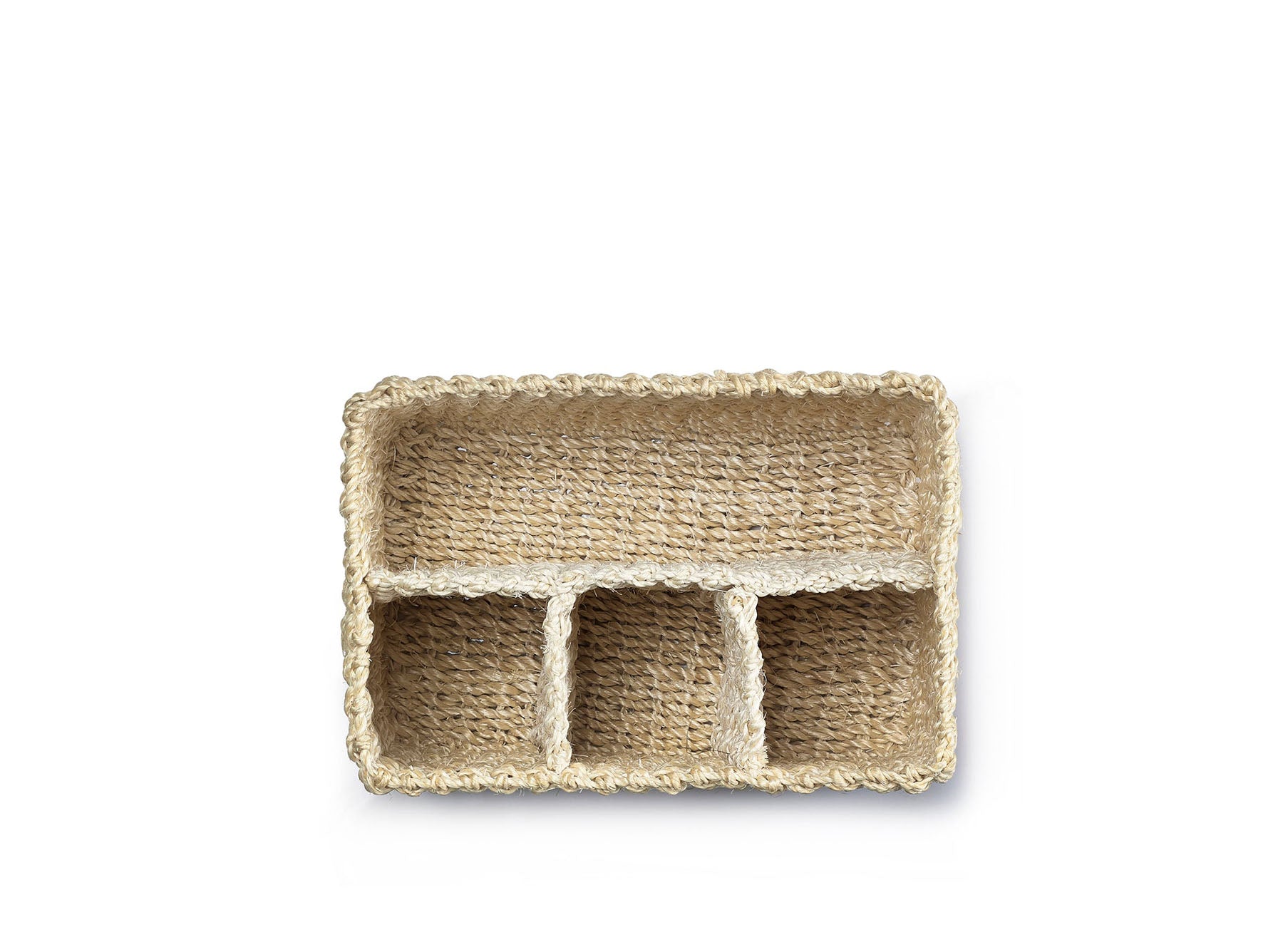 Abaca Woven Cutlery Basket in Cream