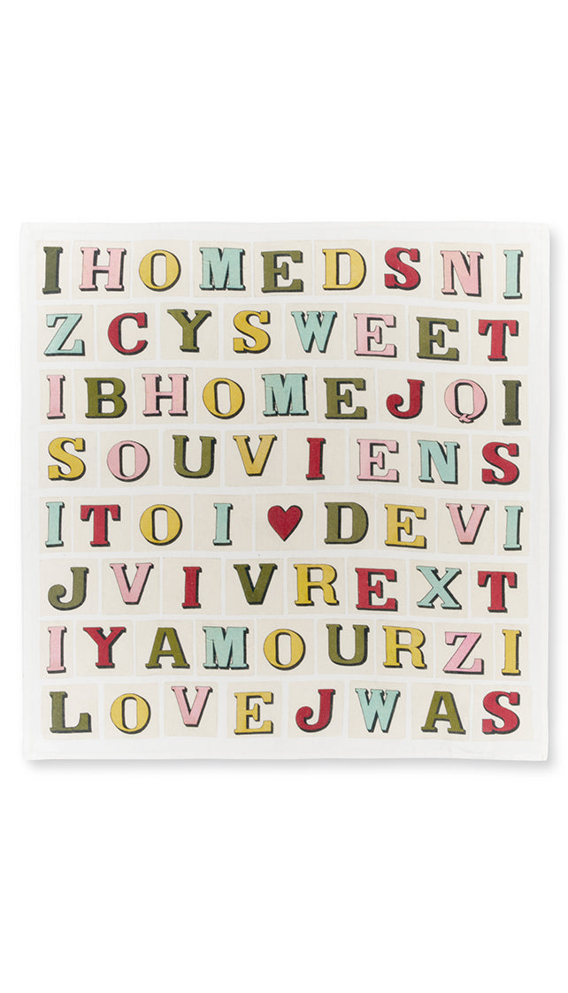 Summerill & Bishop x John Derian 'Alphabet' Linen Napkin, 50x50cm