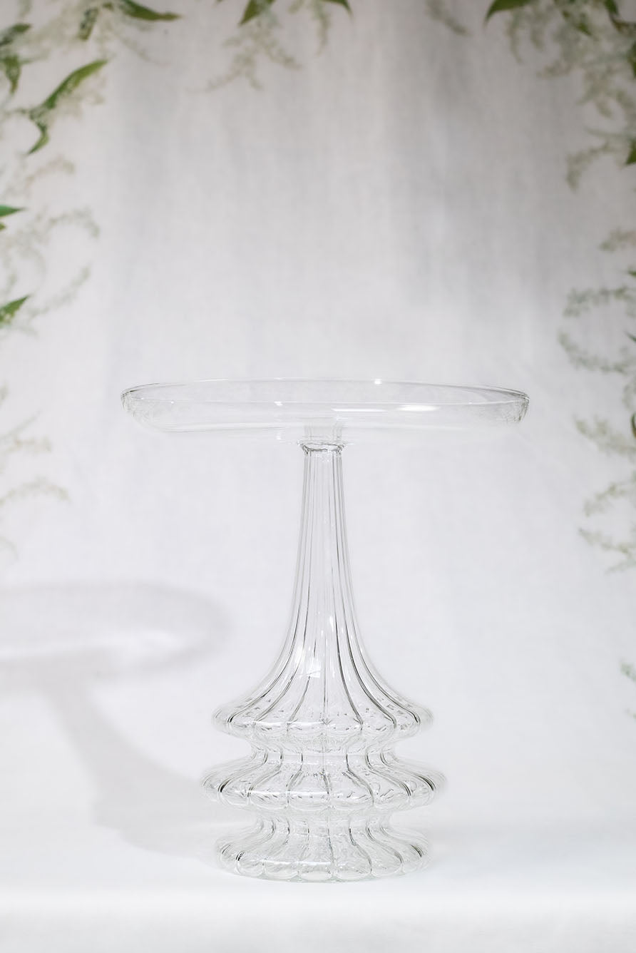 Aurora Clear Handblown Glass Cake Stand & Dome, 28cm
