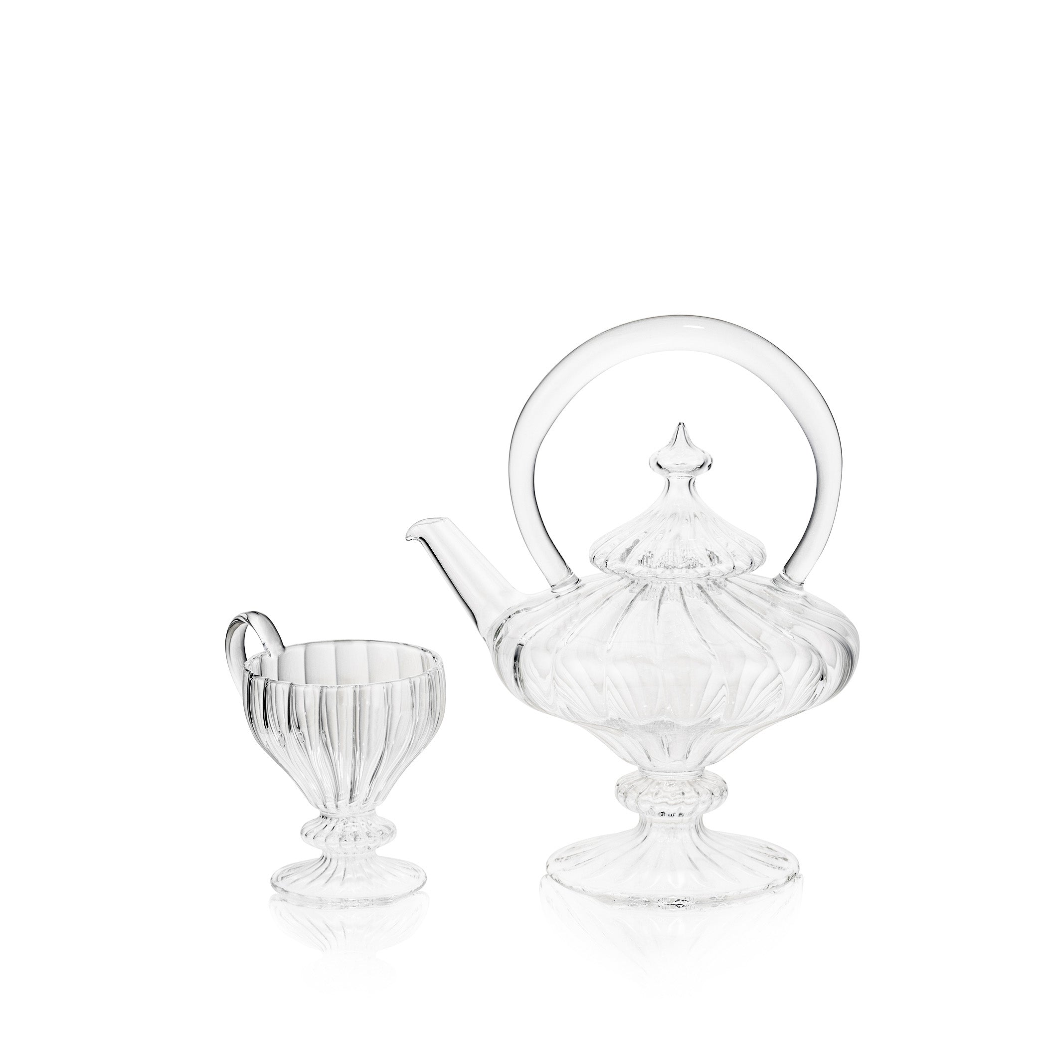 Aurora Clear Handblown Glass Teacup, 11cm